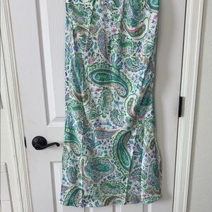 easel Paisley Maxi Skirt in White with Green and Blue